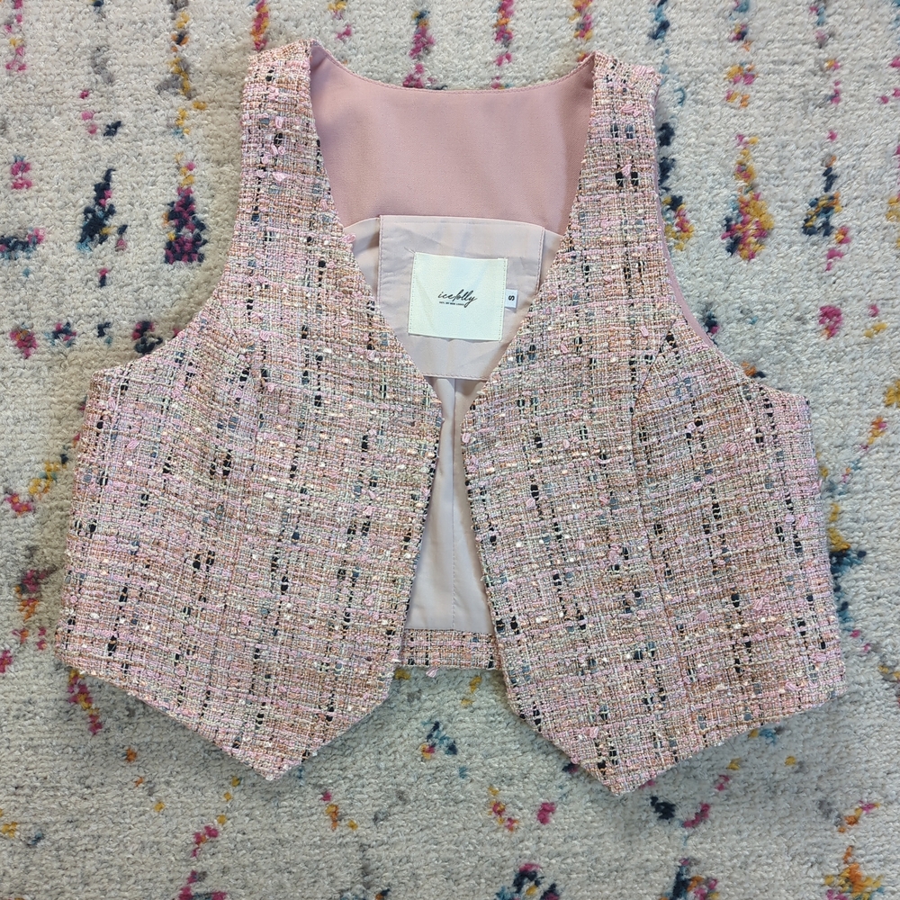 The NEW Boutique Pink Tweed Vest